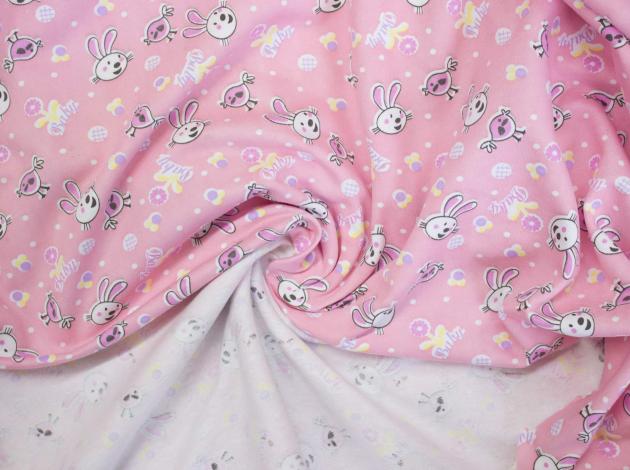 Two thread printed pile-pink/bunny