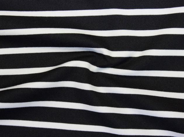  Інтерлок (французький трикотаж) з горизонтальною полоскою - білий-чорний
